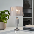 Malham Large Table Lamp with Lacy Bloom Stencil Shade - Modern Grey & Silver