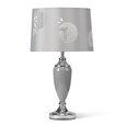 Malham Large Table Lamp with Lacy Bloom Stencil Shade - Modern Grey & Silver