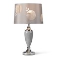 Malham Large Table Lamp with Lacy Bloom Stencil Shade - Modern Grey & Silver