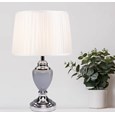 Malham Grey Ceramic Table Lamp with Ivory Pleated Shade - Modern Grey & Silver