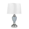 Malham Grey Ceramic Table Lamp with Ivory Pleated Shade - Modern Grey & Silver