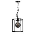 Chapel Matt Black Industrial Style Pendant Cage with Chain