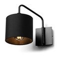 Stratton Matt Black Swing Arm Switched Wall Light with Matching Shade