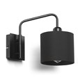 Stratton Matt Black Swing Arm Switched Wall Light with Matching Shade