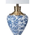 Hepburn Large Ceramic Table Lamp with White Gold Shade - Blue Print, Brass