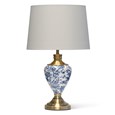Hepburn Large Ceramic Table Lamp with White Gold Shade - Blue Print, Brass