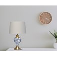 Hepburn Large Ceramic Table Lamp with White Gold Shade - Blue Print, Brass