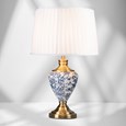 Hepburn Large Ceramic Table Lamp with Matching Shade - Modern White, Blue, Brass