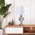 Hepburn Large Ceramic Table Lamp with Matching Shade - Modern White, Blue, Brass