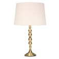 Bergen Slimline Antique Brass Candlestick Table Lamp with Ivory Linen Shade