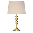 Bergen Slimline Antique Brass Candlestick Table Lamp with Natural Linen Shade