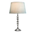 Bergen Slimline Silver Chrome Candlestick Table Lamp with Blue Gold Linen Shade