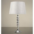 Bergen Slimline Silver Chrome Candlestick Table Lamp with Grey Linen Shade