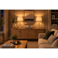 Arezo Gold Table Lamps with Beige Linen Shade (Pair)