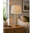 Arezo Gold Table Lamp with Beige Linen Shade