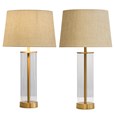 Arezo Gold Table Lamps with Beige Linen Shade (Pair)