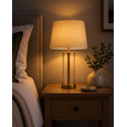 Arezo Gold Table Lamp with Beige Linen Shade