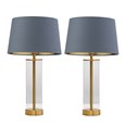 Arezo Gold Table Lamps with Blue Gold Lined Shade (Pair)