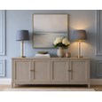 Arezo Gold Table Lamps with Blue Gold Lined Shade (Pair)