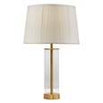 Arezo Modern Gold Glass Cylinder Table Lamp with Cream Pleat Shade