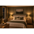 Arezo Gold Table Lamps with Green Gold Lined Shade (Pair)