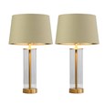 Arezo Gold Table Lamps with Green Gold Lined Shade (Pair)