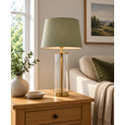 Arezo Gold Table Lamp with Green Gold Lined Shade
