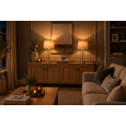 Arezo Gold Table Lamps with Nautral Linen Shade (Pair)