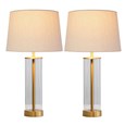 Arezo Gold Table Lamps with Nautral Linen Shade (Pair)