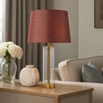 Arezo Gold Table Lamp with Red Gold Linen Shade
