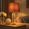 Arezo Gold Table Lamp with Red Gold Linen Shade