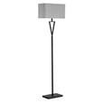 V Design Black Space-Saving Slimline Floor Lamp with Grey Linen Shade