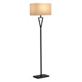 V Design Black Space-Saving Slimline Floor Lamp with Ivory Linen Shade