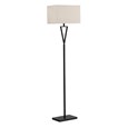 V Design Black Space-Saving Slimline Floor Lamp with Ivory Linen Shade