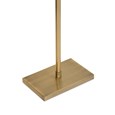 V Design Antique Brass Space-Saving Slimline Floor Lamp with Ivory Linen Shade