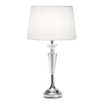 Kwartz Modern Faceted Glass Crystal Chrome Table Lamp with Ivory Linen Shade