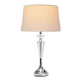 Kwartz Modern Faceted Glass Crystal Chrome Table Lamp with Natural Linen Shade