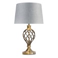 Hepburn Large Barley Twist Antique Brass Table Lamp with Grey Linen Shade