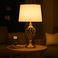 Hepburn Large Barley Twist Antique Brass Table Lamp with Ivory Gold Shade