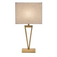 V Design Antique Brass Slimline Table Lamp with Grey Linen Shade