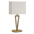 V Design Antique Brass Slimline Table Lamp with Ivory Linen Shade