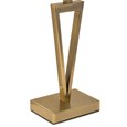 V Design Antique Brass Slimline Table Lamp with Ivory Linen Shade