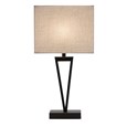 V Design Modern Black Slimline Table Lamp with Grey Linen Shade
