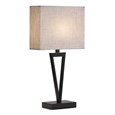 V Design Modern Black Slimline Table Lamp with Grey Linen Shade
