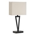 V Design Black Slimline Table Lamp with Ivory Linen Shade