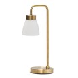 Arch Antique Brass Vintage Industrial Table Lamp with Jasmin Opal Glass Shade