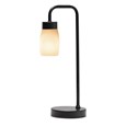 Arch Black Vintage Industrial Table Lamp with Marino Glass Shade
