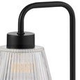 Black Arch Table Lamp with Mandalay Ribbed Clear Glass Shade