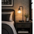 Black Arch Table Lamp with Mandalay Ribbed Clear Glass Shade