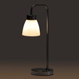 Arch Satin Silver Vintage Industrial Table Lamp with Jasmin Opal Glass Shade